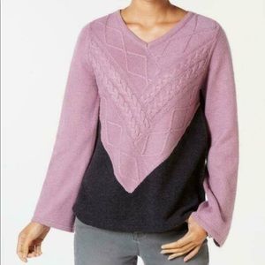 Style&Co Purple Cable Knit Pullover Sweater Stitch